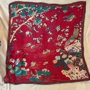 Liberty of London Red Floral and Bird Scarf